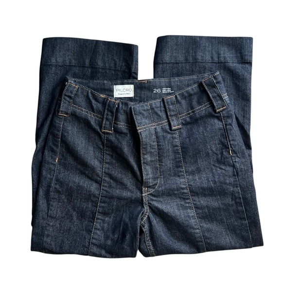 Anthropologie Pilcro Women’s Slim 70’s High Rise Crop Flare Dark Wash Jeans 26 - Picture 3 of 11